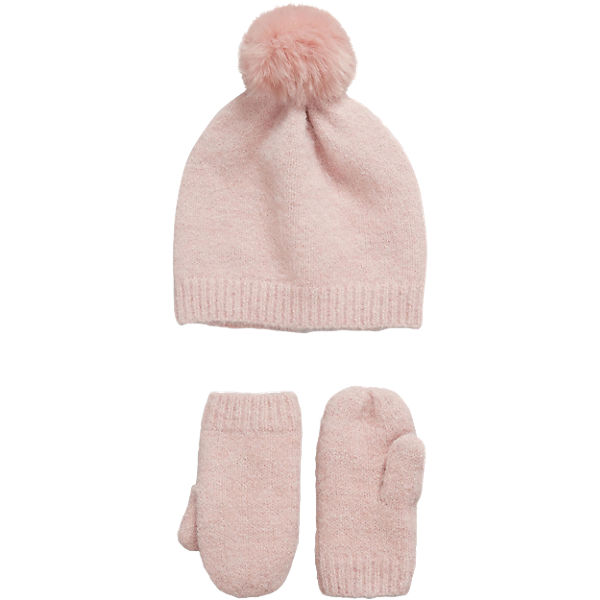 Set Bommelmütze und Fausthandschuhe für Mädchen