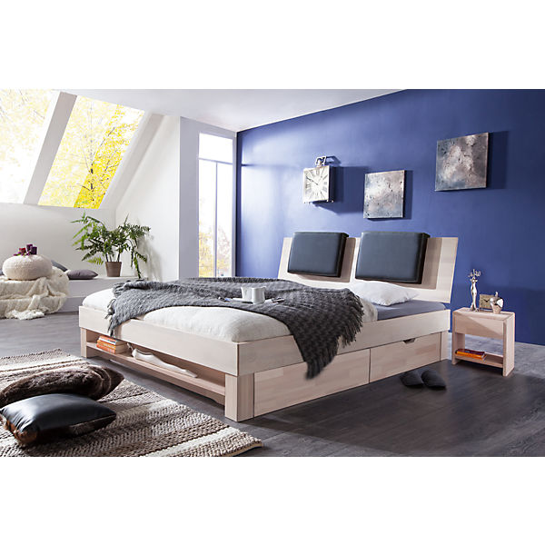 Futonbett MAX, Buche massiv, weiß gewaschen, 180 x 200 cm