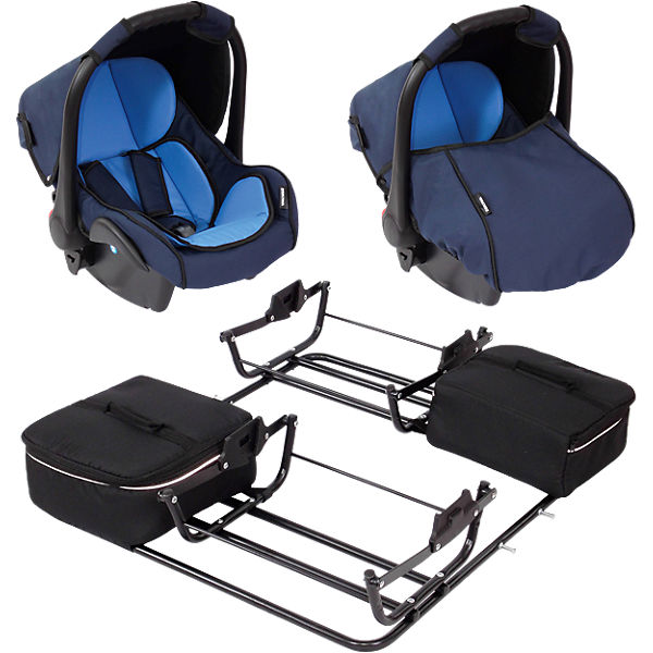 2 Babyschalen ATS Plus inkl. Adapter für Zwillingswagen Sport DUO, hellblau, 2017