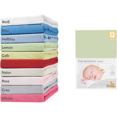 Spannbettlaken 2er Set, Jersey, lemon, 39 x 70 bis 55 x 90 cm