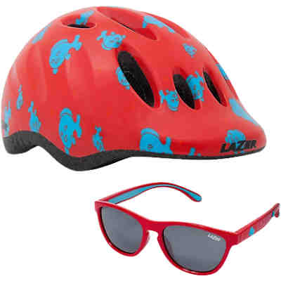 Fahrradhelm Max+ Blub und Sonnenbrille Set Gr. 49-56 cm, rot