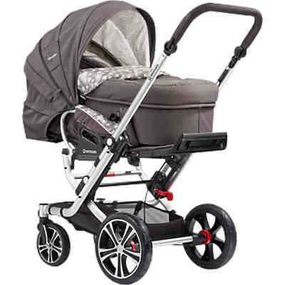 Kombi Kinderwagen F6 Air+ inkl. C2 Komptakt-Tragetasche, Gestell eloxiert, dunkelgrau/ Stern groß/ Stern klein, 2018