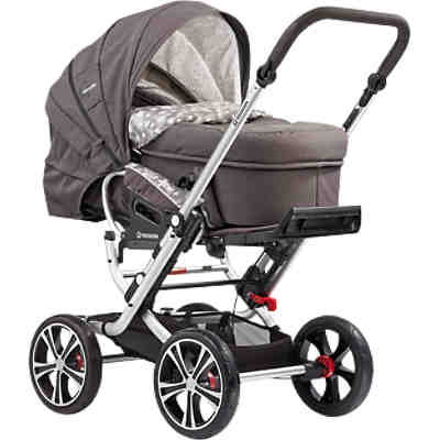 Kombi Kinderwagen F10 Air+ inkl. C2 Kompakt-Tragetasche, Gestell eloxiert, dunkelgrau/ Stern groß/ Stern klein, 2018