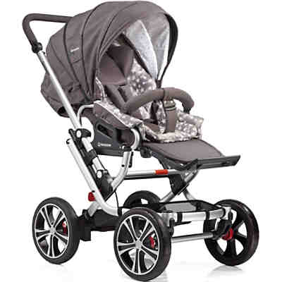 Kombi Kinderwagen F10 Air+ inkl. C2 Kompakt-Tragetasche, Gestell eloxiert, dunkelgrau/ Stern groß/ Stern klein, 2018 2
