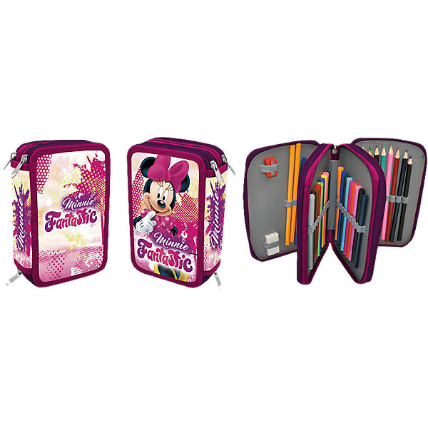 Federmäppchen XXL-Triple befüllt Minnie Mouse, 43-tlg.