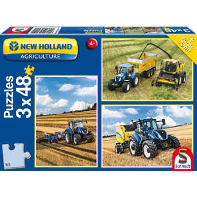 Kinderpuzzleset 3 x 48 Teile Traktor New Holland T7315/T5120/FR 550