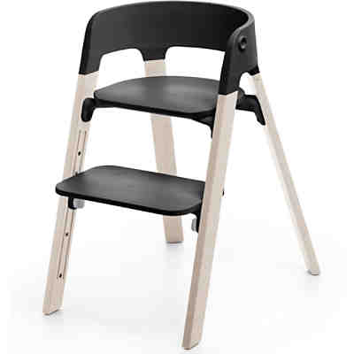 Steps™ Hochstuhl, Sitz black inkl. Beine Buchenholz, white wash