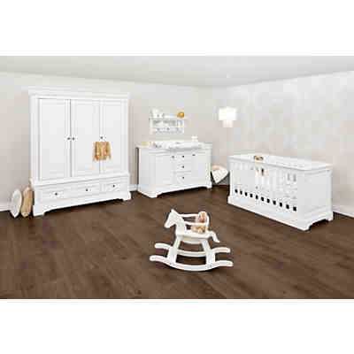 Komplett Kinderzimmer EMILIA, 3-tlg. (Kinderbett, extrabreiter Wickelkommode und 3-türiger Kleiderschrank), weiß lackiert 2