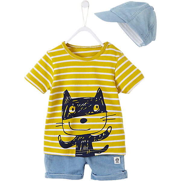 Baby 3er-Set T-Shirt + Shorts + Cap für Jungen