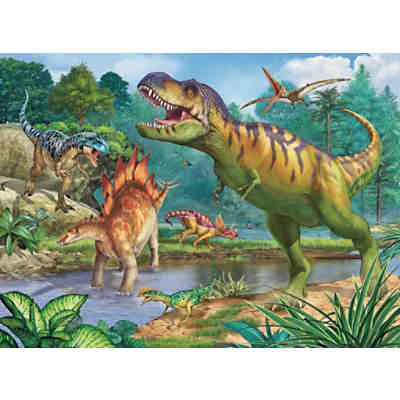 2-tlg. Puzzle & Malbuch Set, 100 Teile XXL, 49x36 cm, Welt der Dinosaurier 2