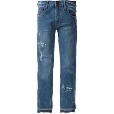 Jeans Skinny Fit mit ausgefranstem Bein für Mädchen, Bundweite SLIM
