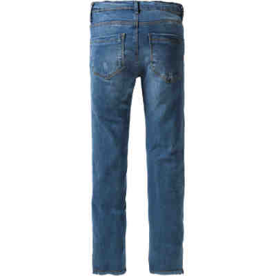 Jeans Skinny Fit mit ausgefranstem Bein für Mädchen, Bundweite SLIM 2