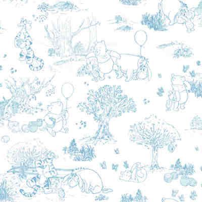 Tapete Winnie Puuh zum Ausmalen, weiß, 10 m x 52 cm