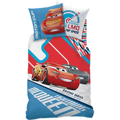 Wende- Kinderbettwäsche Disney Cars Racing, Biber, 135 x 200 cm