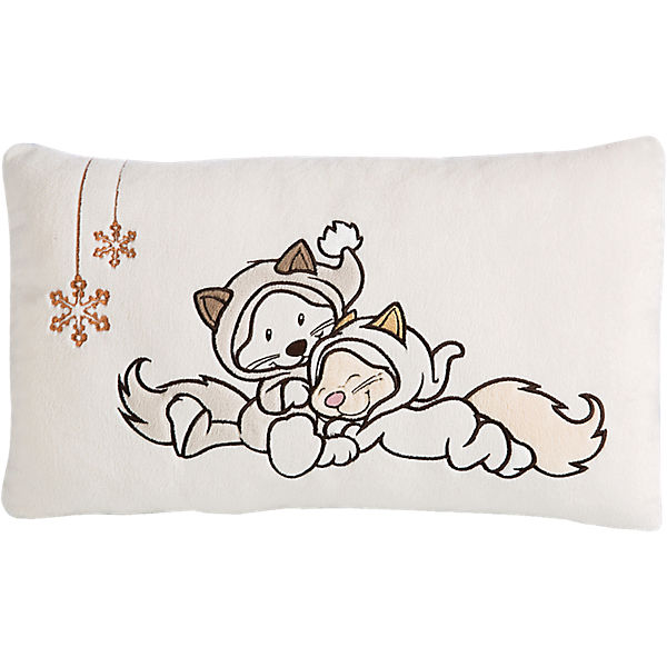 Kissen Schneekatze Mädchen & Junge rechteckig, 43 x 25 cm