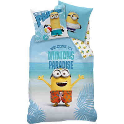 Wende- Kinderbettwäsche Minions Paradise, Renforcé, 135 x 200 cm