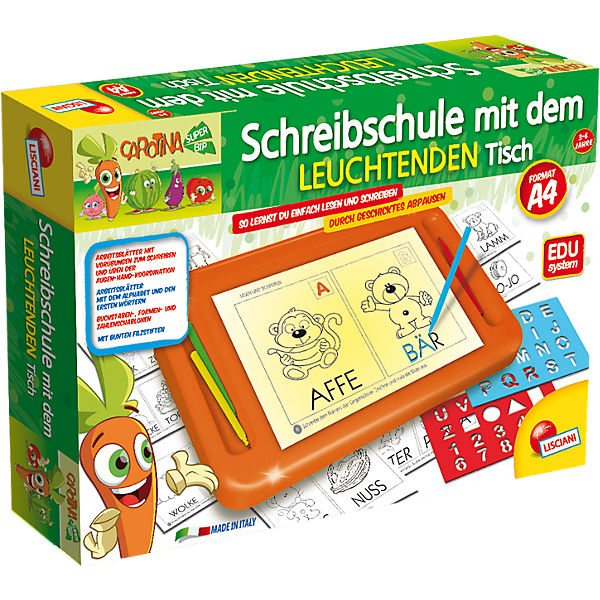 Schreibschule mit dem leuchtenden Tisch
