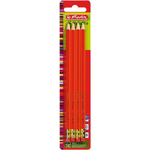 Herlitz Карандаши чернографитные.с ластиком, НВ, 4шт Herlitz Карандаши чернографитные.с ластиком, НВ, 4шт