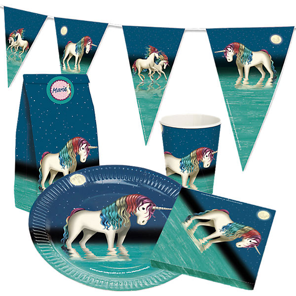 TapirElla Partyset Einhorn Lunabelle, 46-tlg.