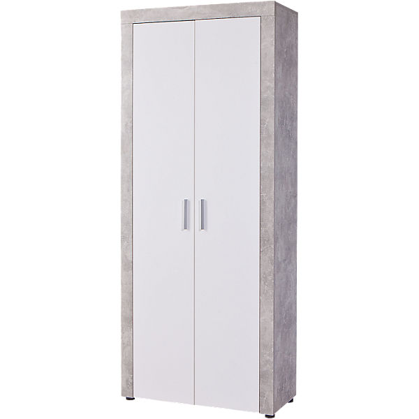 Beton/Hochglanz Garderoben-Schrank "Opal" 84x37x200 cm, 2-türig