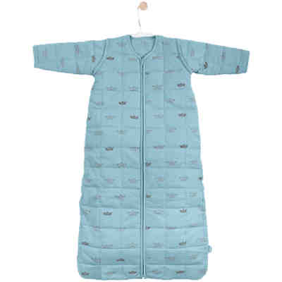 Schlafsack 4-Jahreszeiten Little boats stone green mit abnehmbaren Ärmel