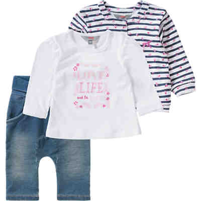 Baby Set Jerseyjacke + Langarmshirt + Softbundhose für Mädchen, Blumen
