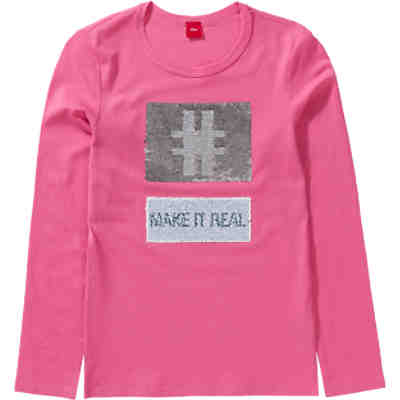 Langarmshirt mit Wendepailletten für Mädchen REG, Hashtag