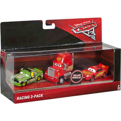 Disney Cars 3 Die-Cast 3er-Pack (2 x 1:55, 1 x Oversized) - Lightning McQueen, Chick Hicks mit Headset, Mack 2