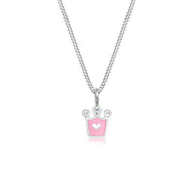 Halskette Kinder Herz Krone Swarovski® Kristalle 925 Silber