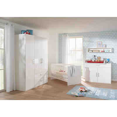 Komplettkinderzimmer Baby Glossy 5-tlg, Alpinweiß/ Kristallweiß Hochglanz