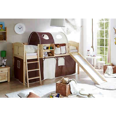 Spielbett Ekki Country, Kiefer massiv, natur lackiert, braun-beige, 90 x 200 cm