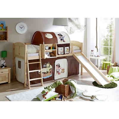 Spielbett Ekki Country, Kiefer massiv, natur lackiert, Pirat, braun-beige, 90 x 200 cm