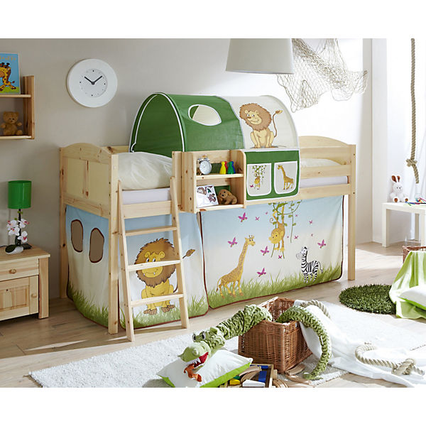 Hochbett Eric Country, Kiefer massiv, natur lackiert, Safari, 90 x 200 cm