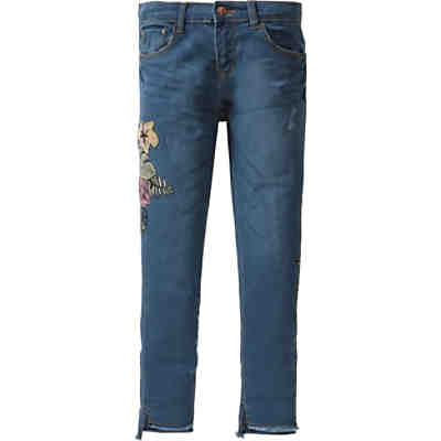 Jeans Skinny Fit mit Stickerein für Mädchen, Bundweite SLIM