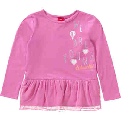 Baby Langarmshirt mit Glitzer-Print und Tüllrüsche für Mädchen REG