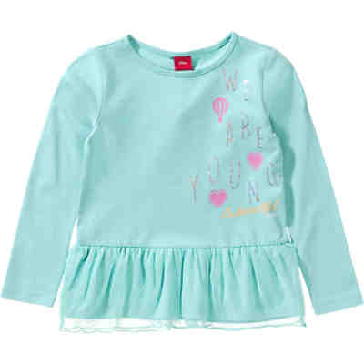 Baby Langarmshirt mit Glitzer-Print und Tüllrüsche für Mädchen REG