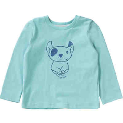 Baby Langarmshirt mit Rückenprint für Jungen, Hund, türkis