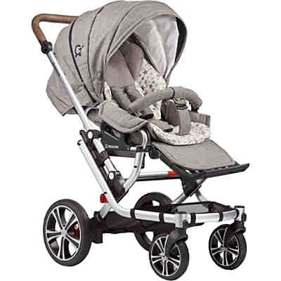Kombi Kinderwagen F6 Air+ inkl. C1-Lift Tragetasche, Gestell eloxiert, schwarz, stein, 2018
