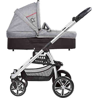 Kombi Kinderwagen F4 Air+ inkl. C3 Wanne, Gestell eloxiert, schwarz, grau meliert