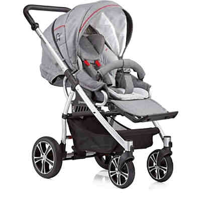 Kombi Kinderwagen F4 Air+ inkl. C3 Wanne, Gestell eloxiert, schwarz, grau meliert 2