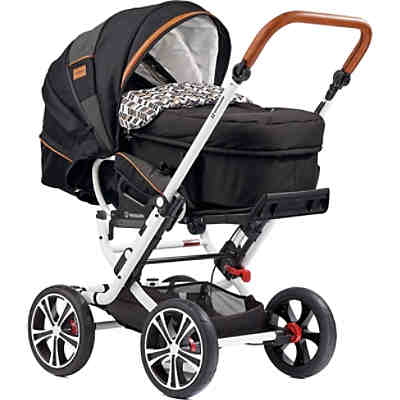Kombi Kinderwagen F10 Air+ inkl. C2 Kompakt-Tragetasche, Gestell weiß, cognac, schwarz, 2018