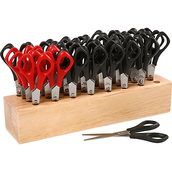 Schulscheren mit Scherenhalter-Box, L: 14 cm, Rundspitze