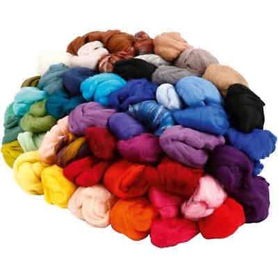 Merinowolle - Sortiment, 19+21 Micron, Sortierte Farben, Südafrika/Australien, 50x10g