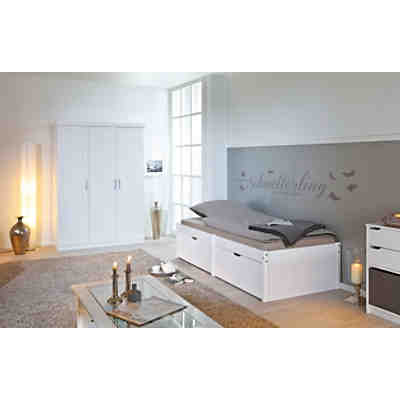Funktionsbett mit Schubladen Lausanne, Kiefer massiv, weiß lackiert, 90 x 200 cm 2