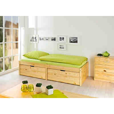 Funktionsbett mit Schubladen Lausanne, Kiefer massiv, natur lackiert, 90 x 200 cm 2