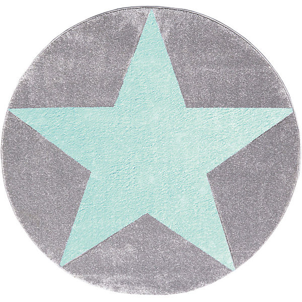 Kinderteppich, STAR silbergrau/mint, 133 cm rund