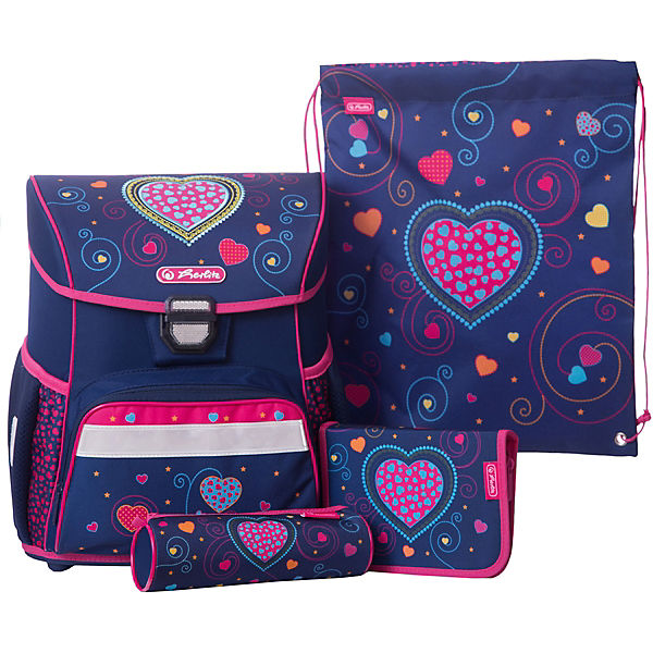Schulranzenset LOOP PLUS Blue Hearts, 4-tlg.