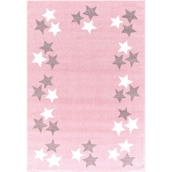 Kinderteppich BORDERSTAR, rosa/silbergrau
