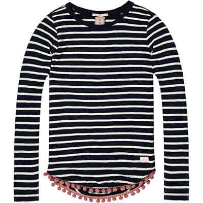 Langarmshirt gestreift mit Pompoms für Mädchen