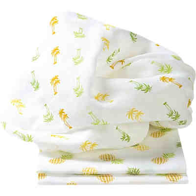 Mullwindeln Ananas & Palmen, 3er Pack, gelb, 80 x 80 cm